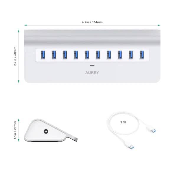 Aukey 10-Port CB-H6 USB 3.0 Hub Computer Accessories - DailySale