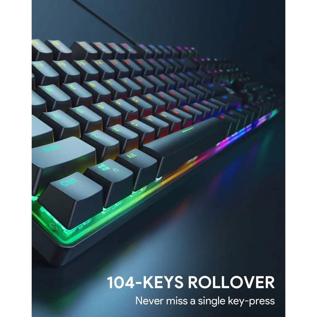 AUKEY KMG16 Mechanical Keyboard Blue Switches 104key Computer Accessories - DailySale