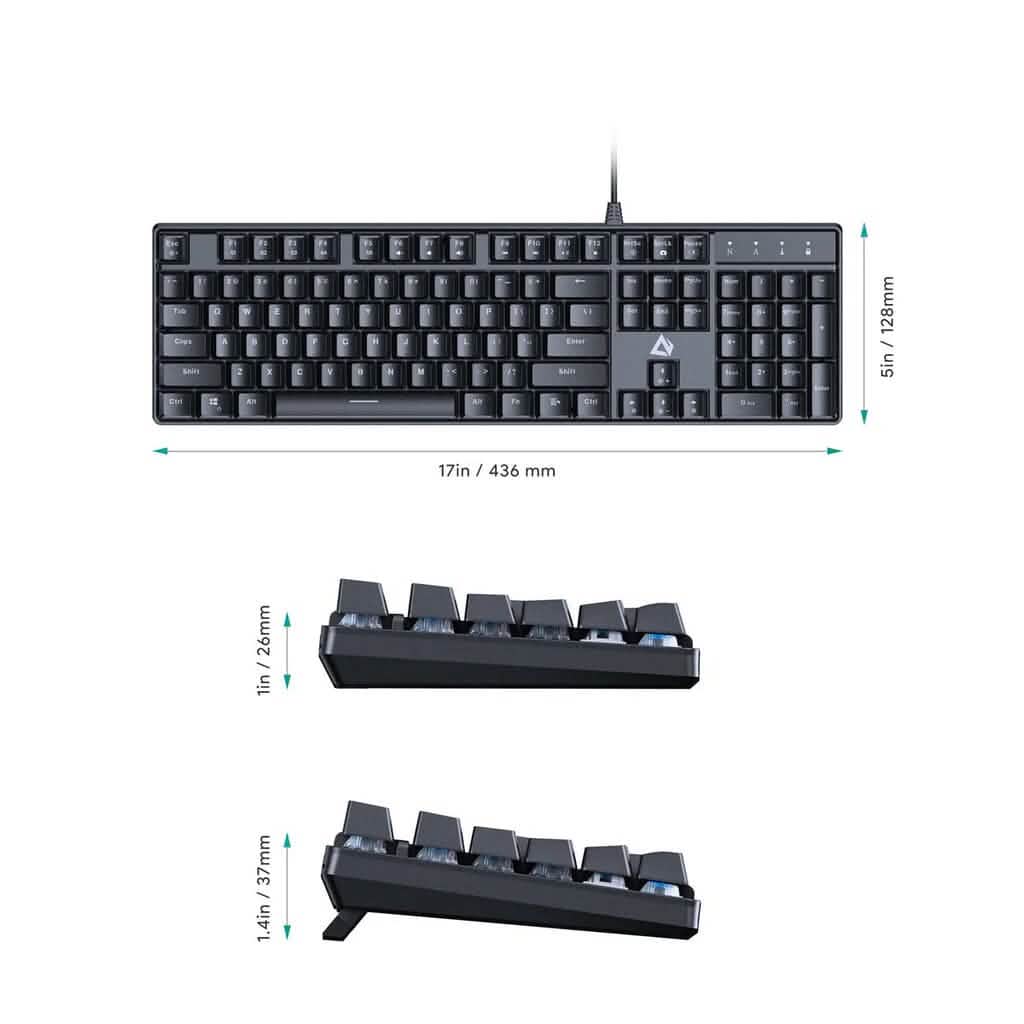 AUKEY KMG16 Mechanical Keyboard Blue Switches 104key Computer Accessories - DailySale