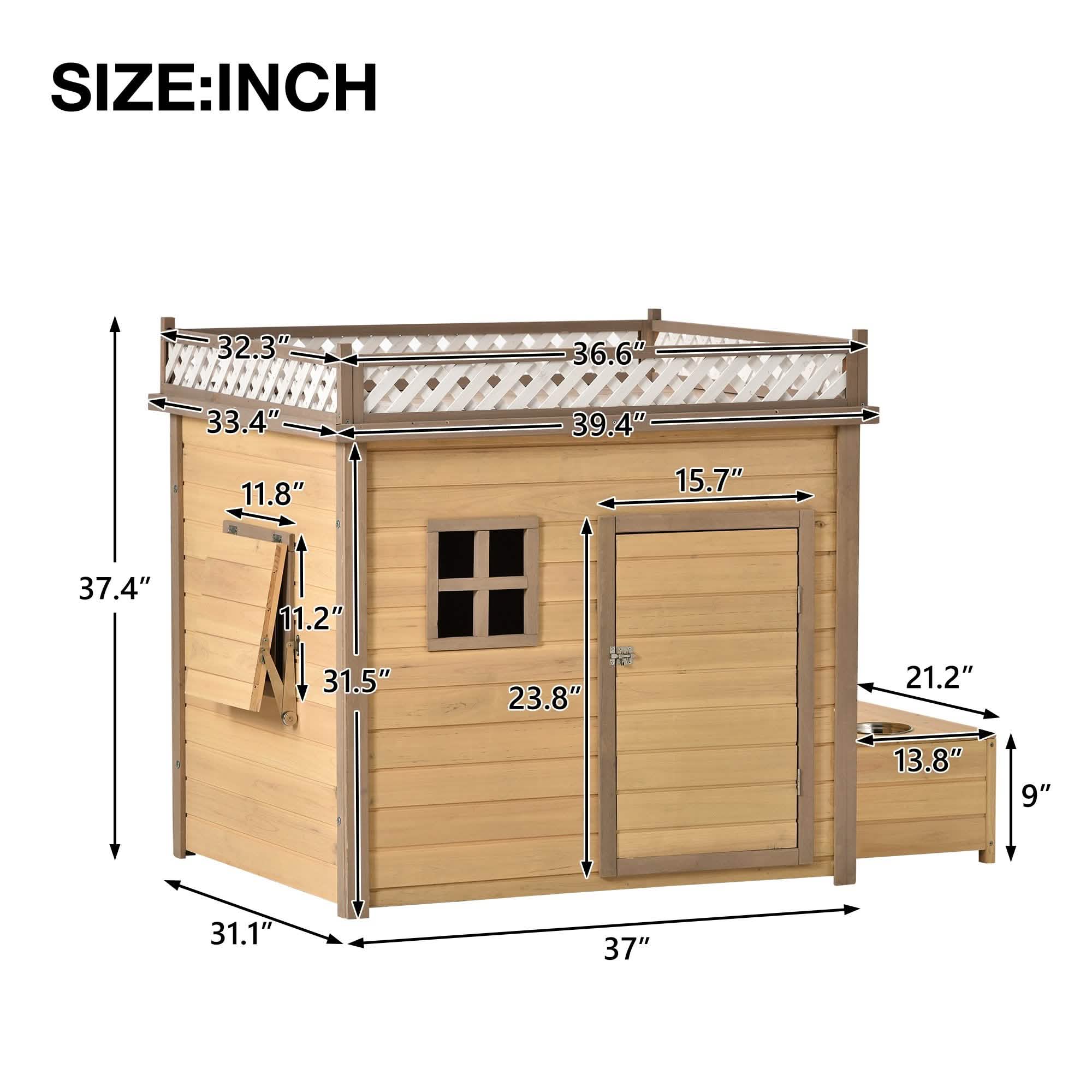 Aukfa 39.4” Wooden Dog House Puppy Shelter Kennel Outdoor & Indoor Dog Crate Pet Supplies - DailySale
