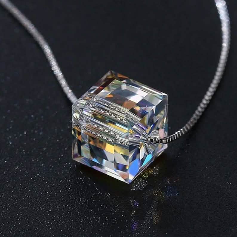 Aurora Borealis Crystal Cube Necklace Made with Swarovski Crystal Jewelry - DailySale