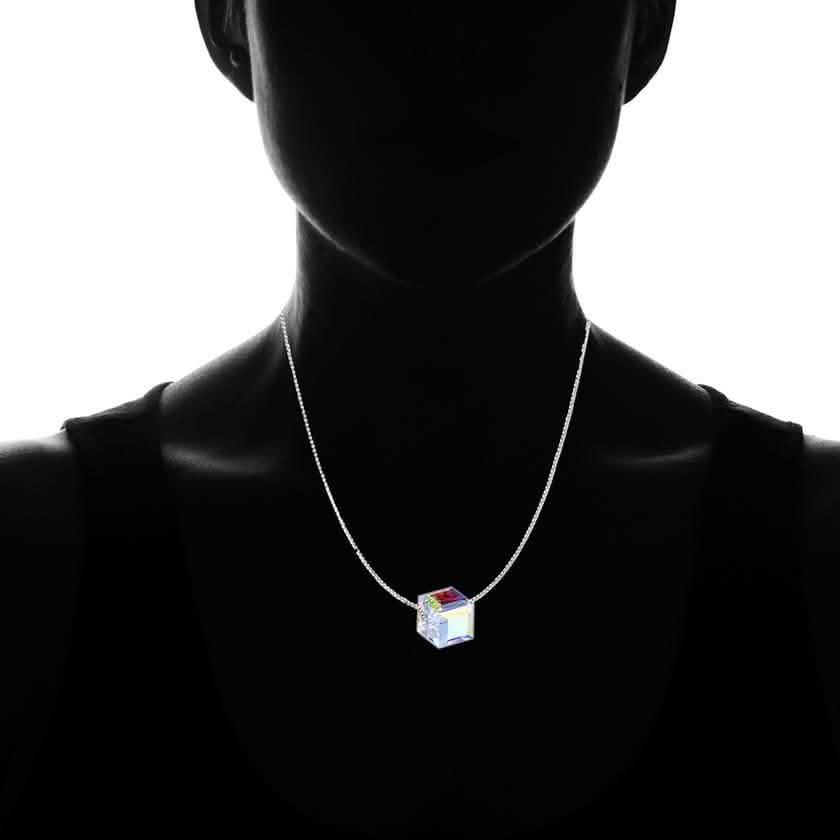 Aurora Borealis Crystal Cube Necklace Made with Swarovski Crystal Jewelry - DailySale