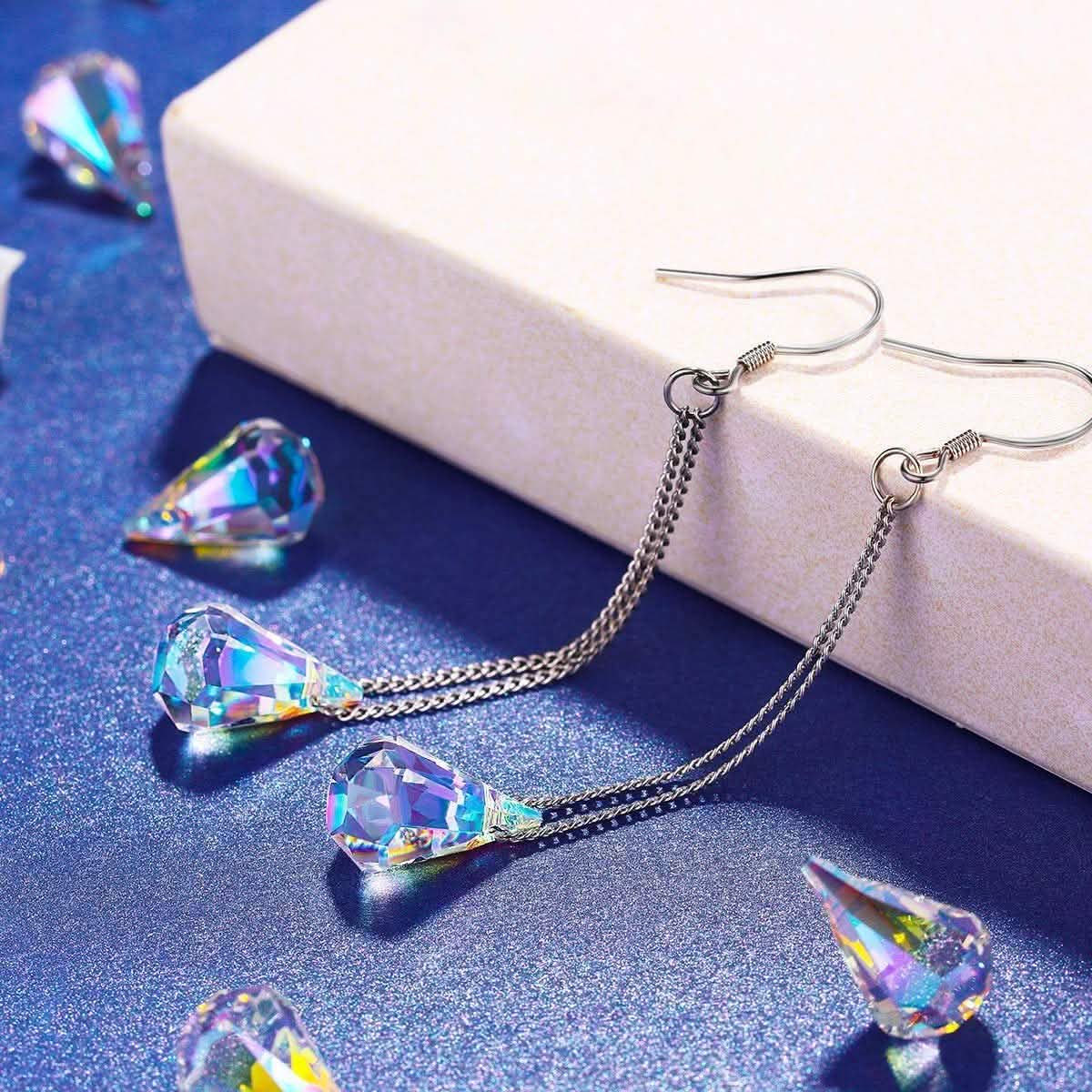 Aurora Borealis Crystal Drop Earrings Made with Swarovski Elements Jewelry - DailySale