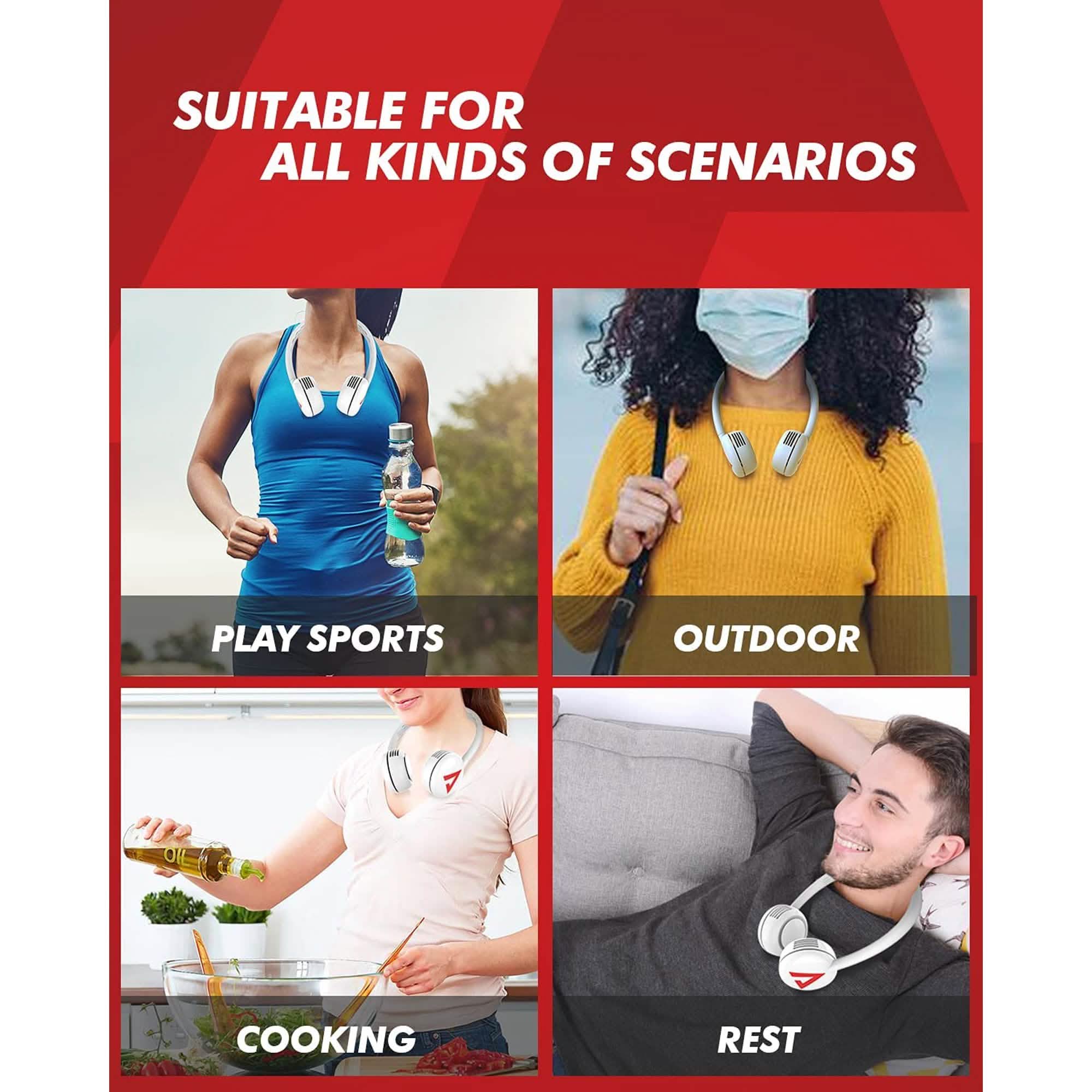 Ausget Portable Neck Fan, Bladeless Hands-Free Fan USB Rechargeable Sports & Outdoors - DailySale