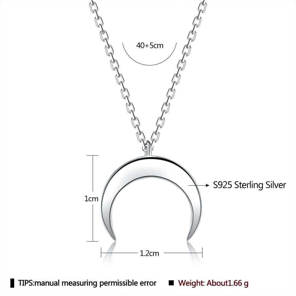 Authentic 925 Sterling Silver Simple Moon Shape Necklace Necklaces - DailySale