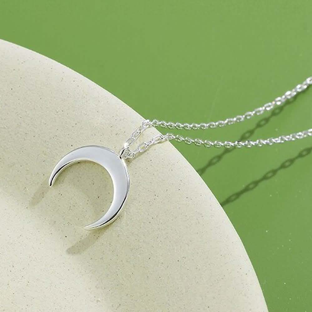 Authentic 925 Sterling Silver Simple Moon Shape Necklace Necklaces - DailySale