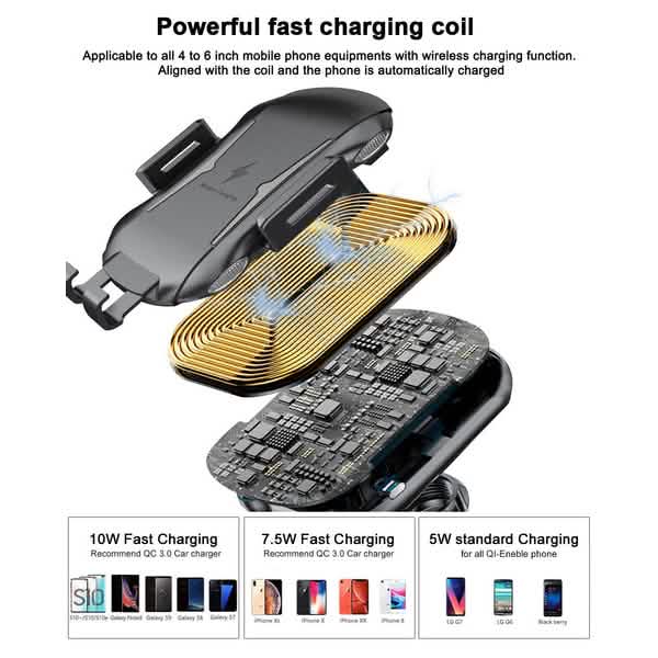 Automatic Clamping Wireless Car Charger Mount Automotive - DailySale