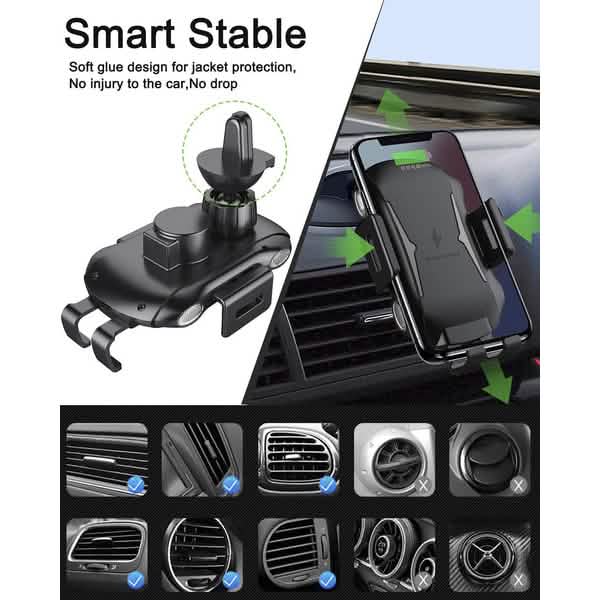 Automatic Clamping Wireless Car Charger Mount Automotive - DailySale