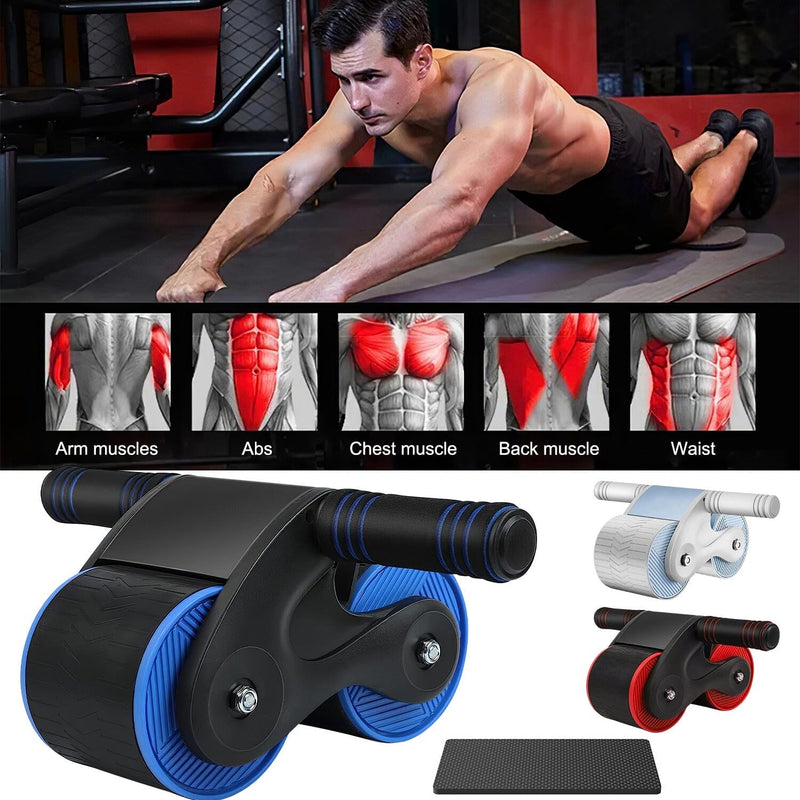Automatic Rebound Anti-Slip AB Roller Wheel with Kneel Pad Holder Fitness - DailySale