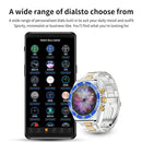 AW12 Smart Watch beside a smartphone, text and description at top of image