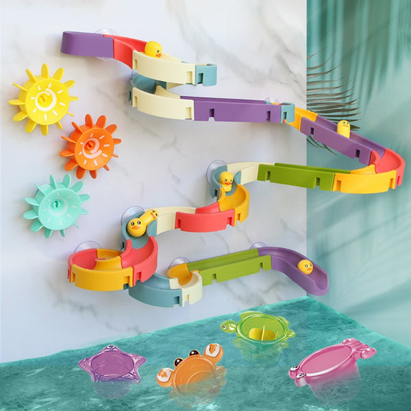 Baby Bath Toys DIY Marble Race Run Assembling Track