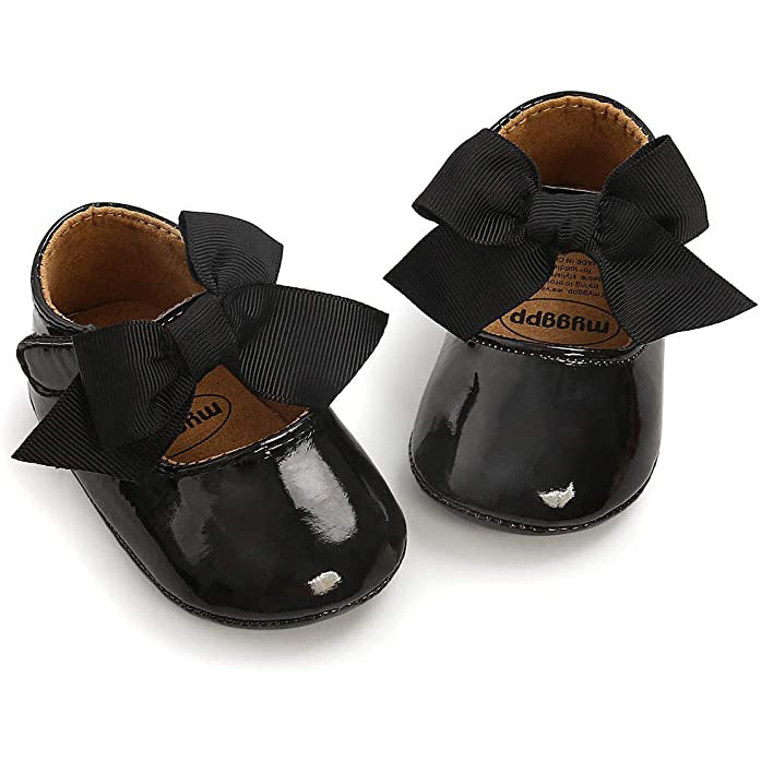 Baby Girls Flats with Bownot Baby Black 0-6 - DailySale