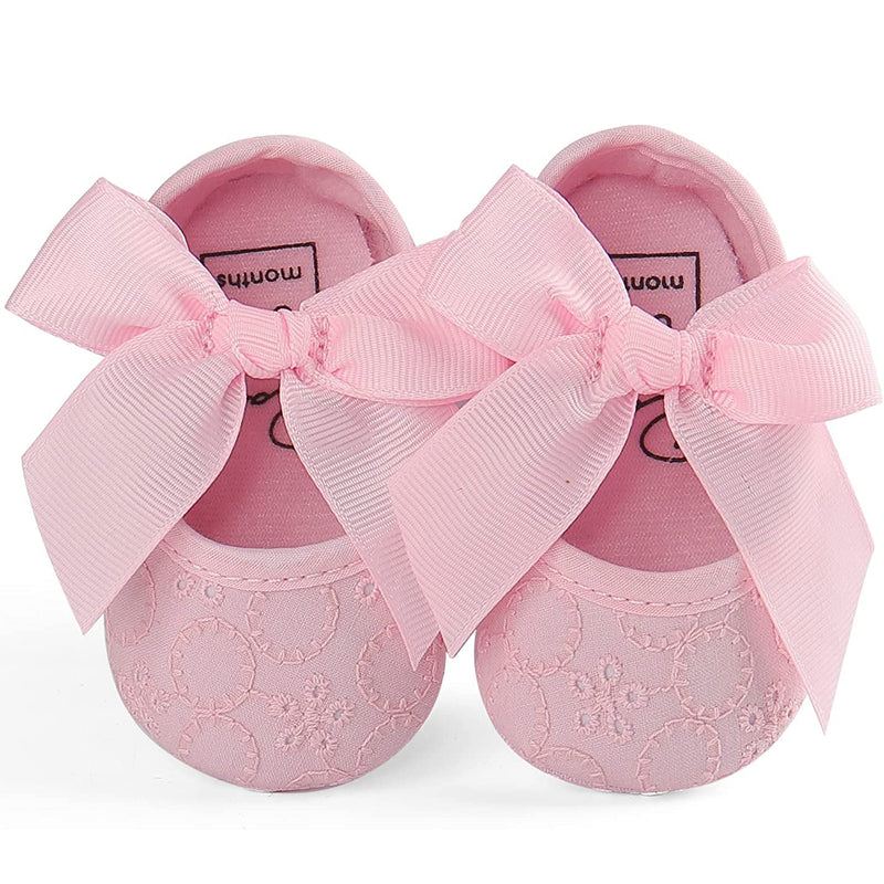 Baby Girls Princess Bowknot Soft Sole Cloth Crib Shoes Sneaker Baby Pink 0-6 - DailySale