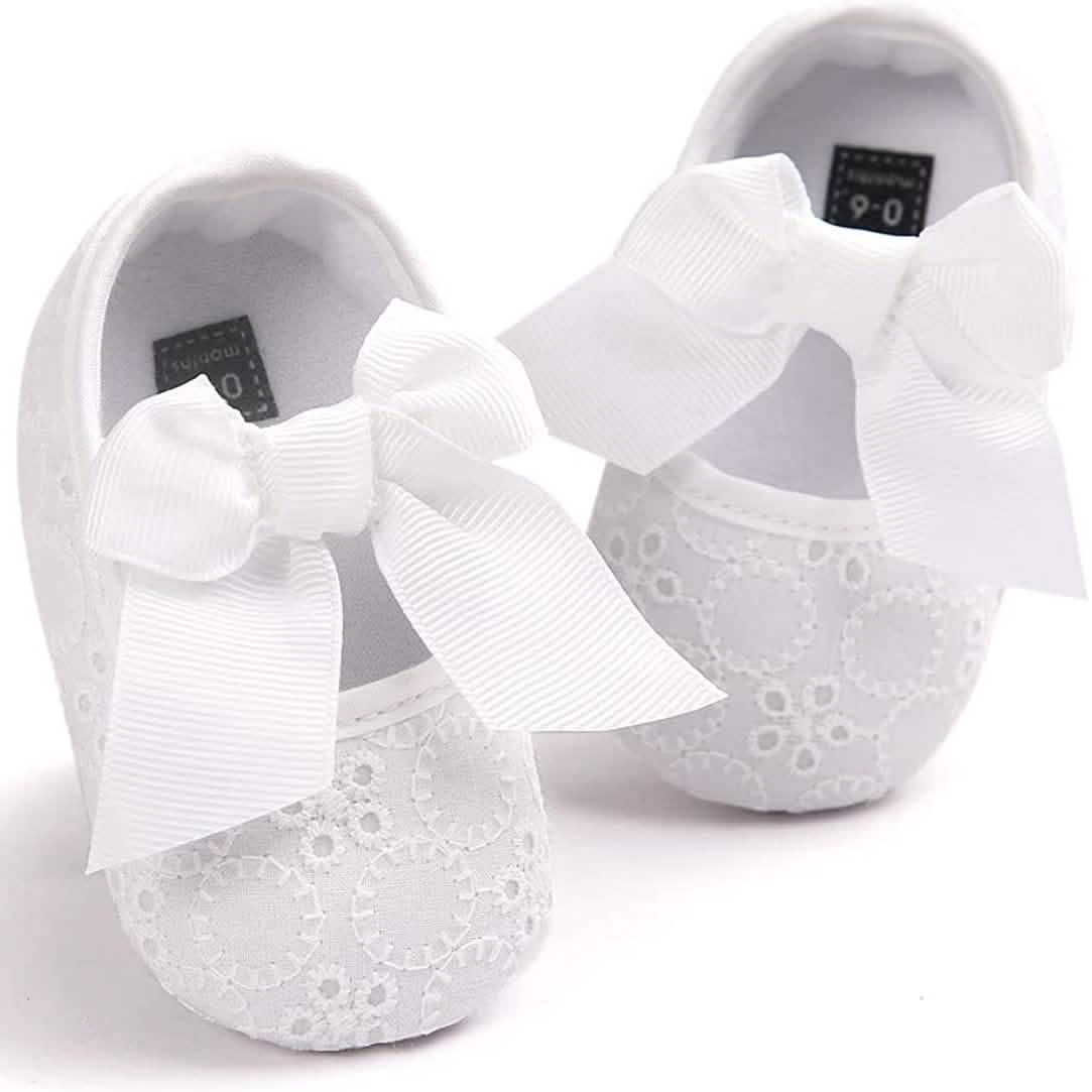 Baby Girls Princess Bowknot Soft Sole Cloth Crib Shoes Sneaker Baby White 0-6 - DailySale