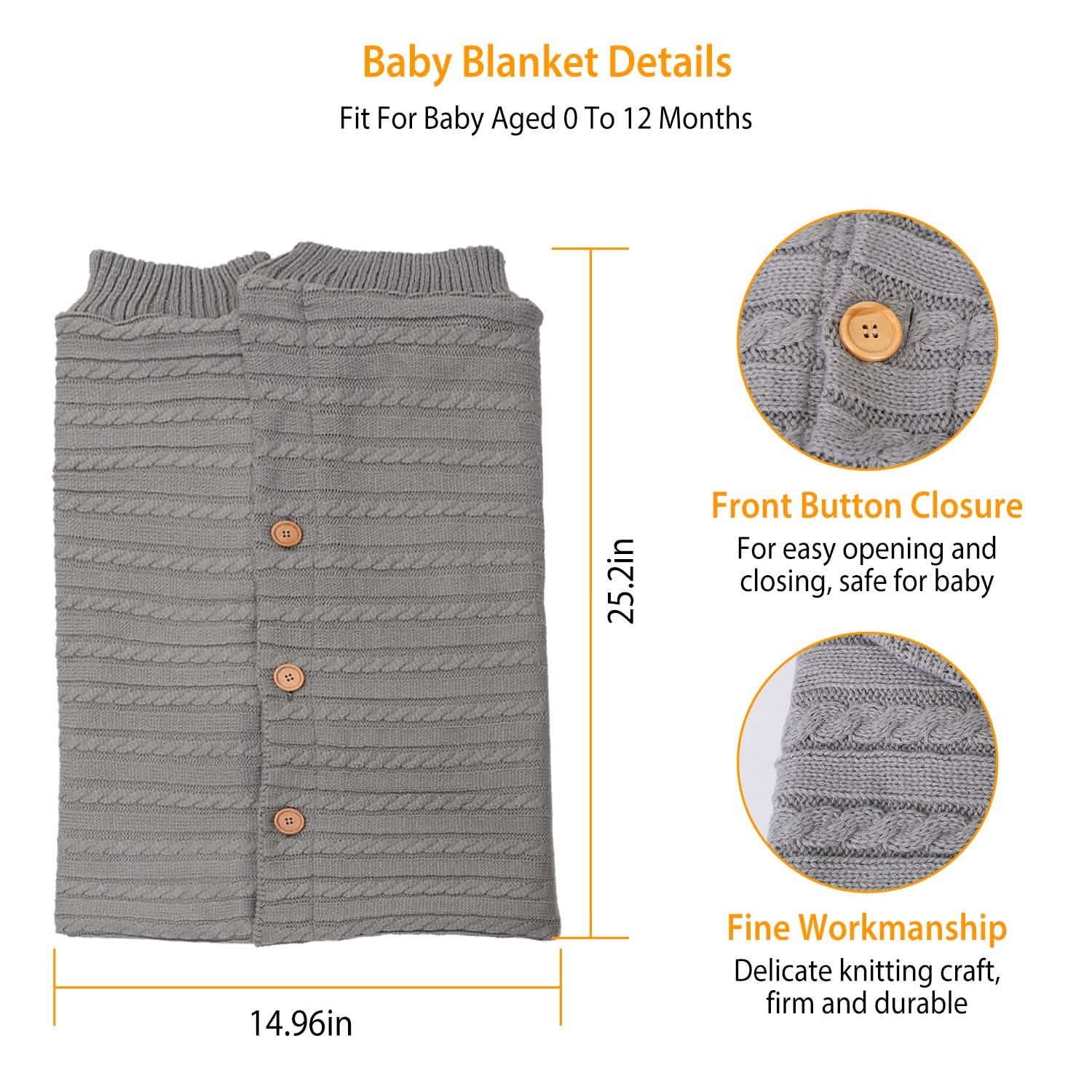 Baby Knit Swaddle Blanket Wrap with Buttons Baby - DailySale