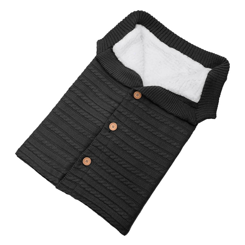 Baby Knit Swaddle Blanket Wrap with Buttons Baby Dark Gray - DailySale