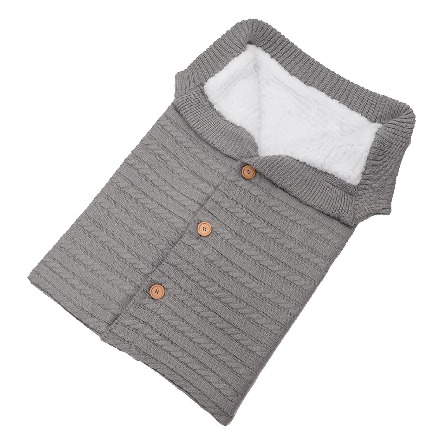 Baby Knit Swaddle Blanket Wrap with Buttons Baby Light Gray - DailySale