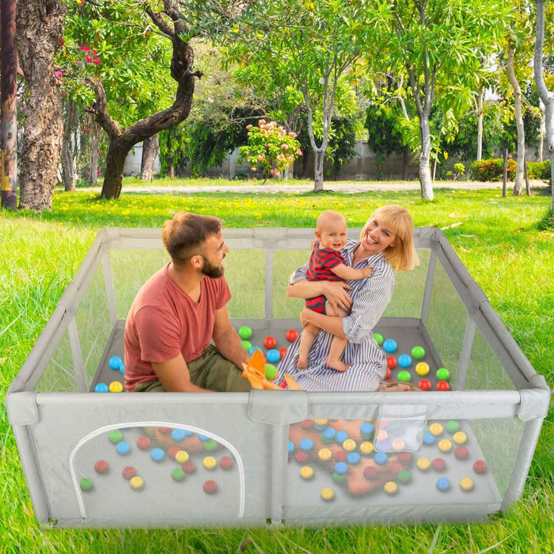 Baby Playpen with Anti-Suction Base Zipper Door Baby - DailySale