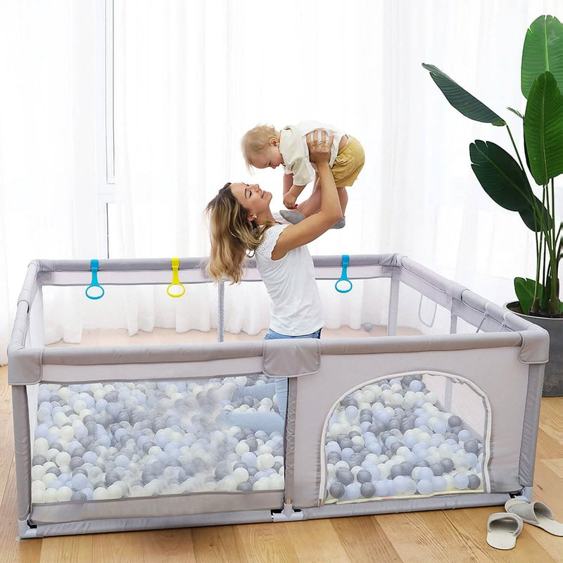Baby Playpen with Anti-Suction Base Zipper Door Baby - DailySale