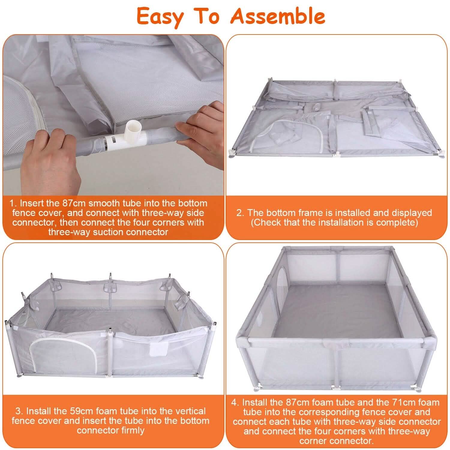 Baby Playpen with Anti-Suction Base Zipper Door Baby - DailySale