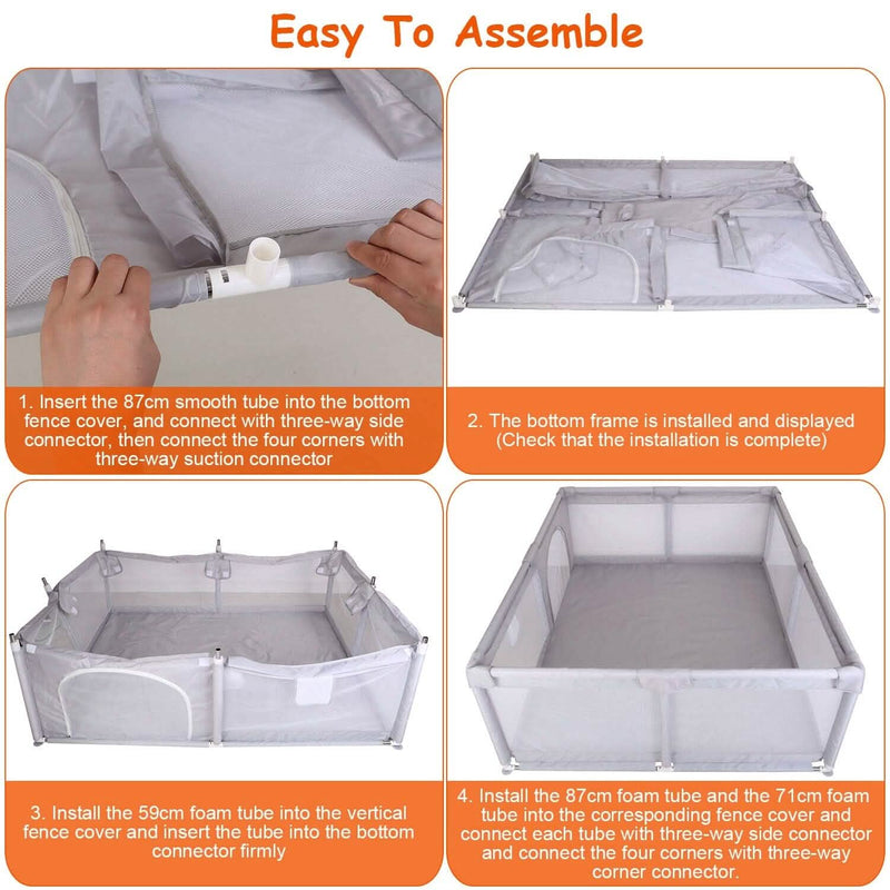 Baby Playpen with Anti-Suction Base Zipper Door Baby - DailySale