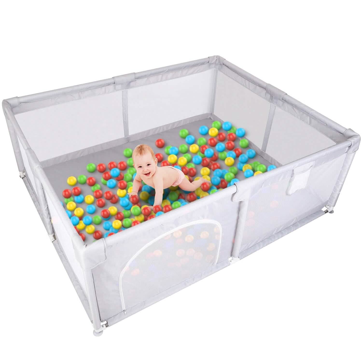 Baby Playpen with Anti-Suction Base Zipper Door Baby - DailySale