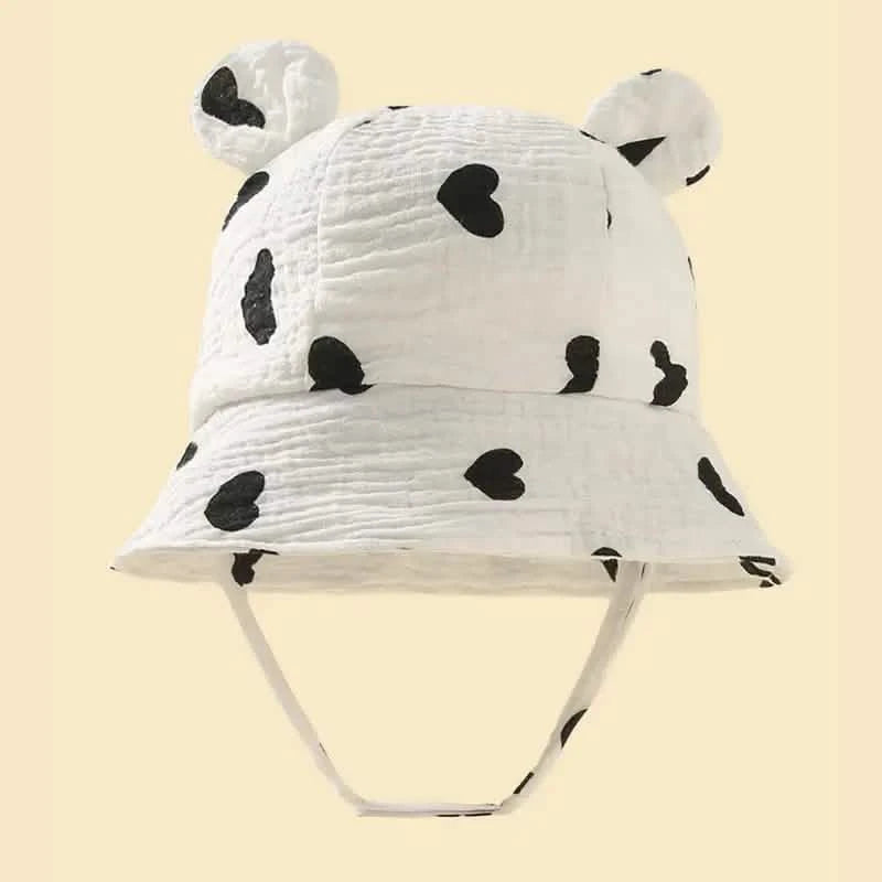 Baby Summer Beach Adjustable Bucket Cute Cotton Hat with Ears Baby White - DailySale