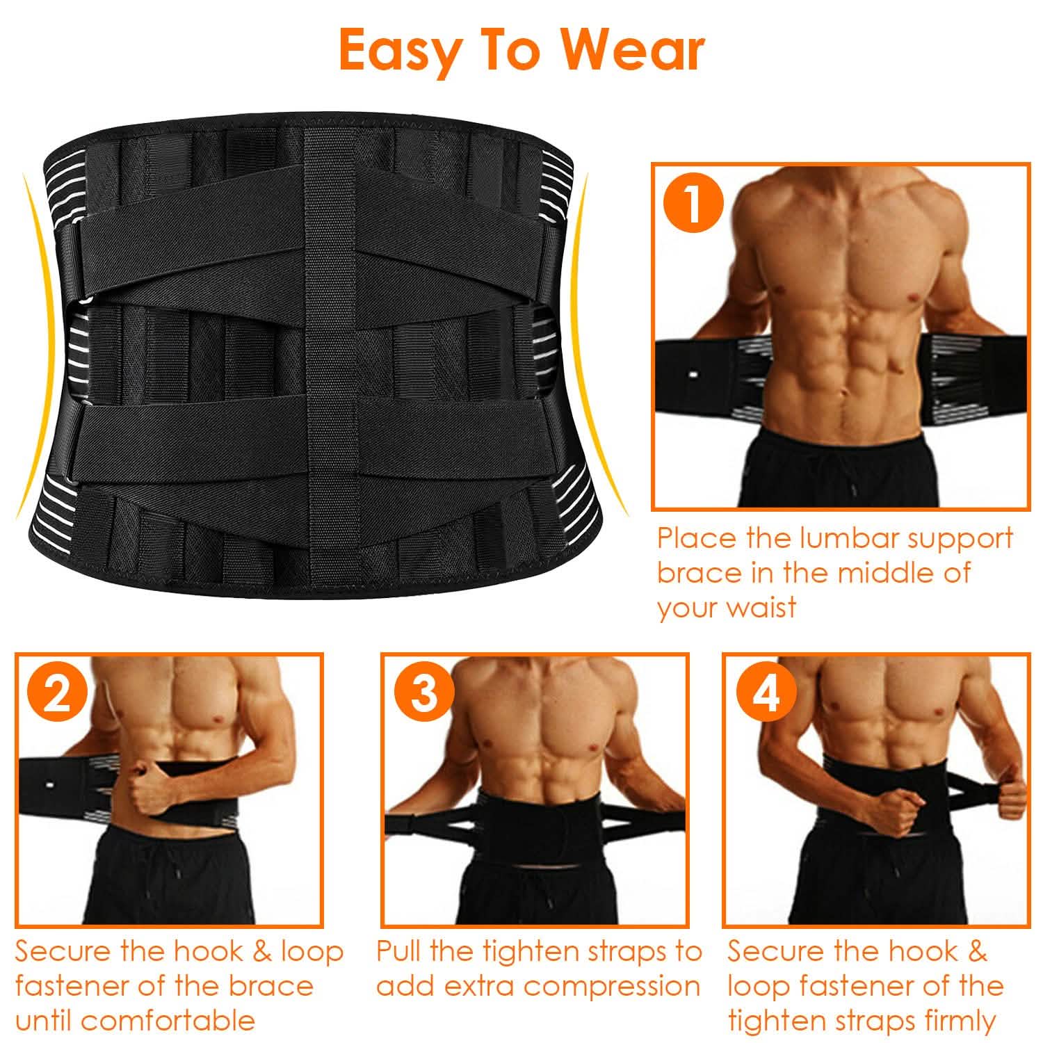 Back Support Brace Breathable Mesh Lumbar Support Belt Wellness - DailySale