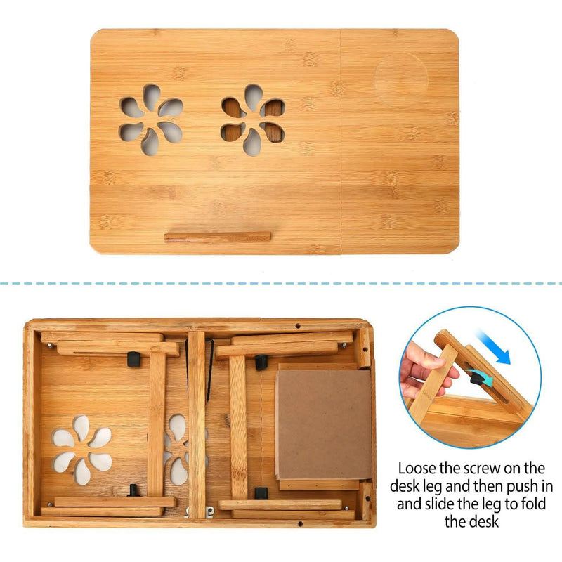 Bamboo Breakfast Serving Laptop Desk Computer Accessories - DailySale