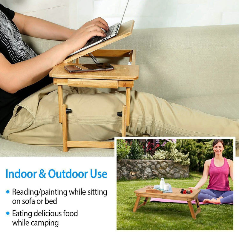 Bamboo Breakfast Serving Laptop Desk Computer Accessories - DailySale