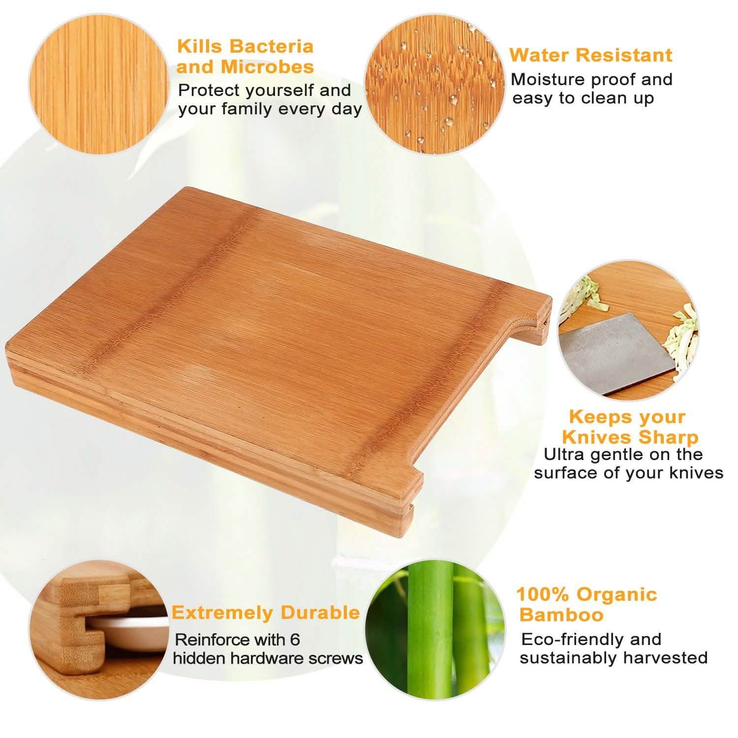 Bamboo Cutting Board with Sliding Draw Tray Kitchen & Dining - DailySale