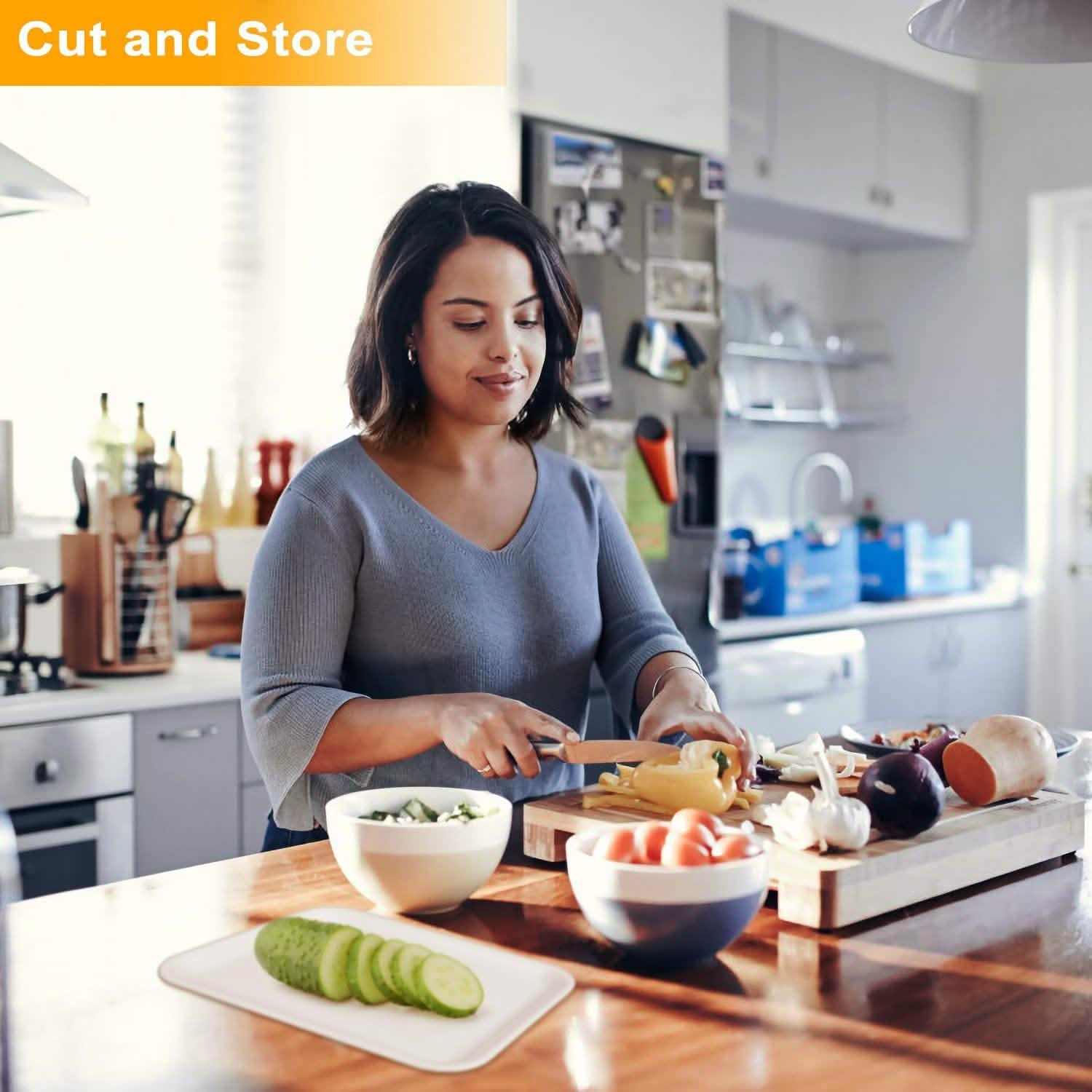 Bamboo Cutting Board with Sliding Draw Tray Kitchen & Dining - DailySale