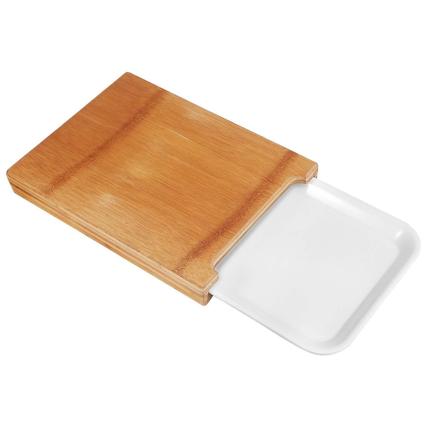 Bamboo Cutting Board with Sliding Draw Tray Kitchen & Dining - DailySale