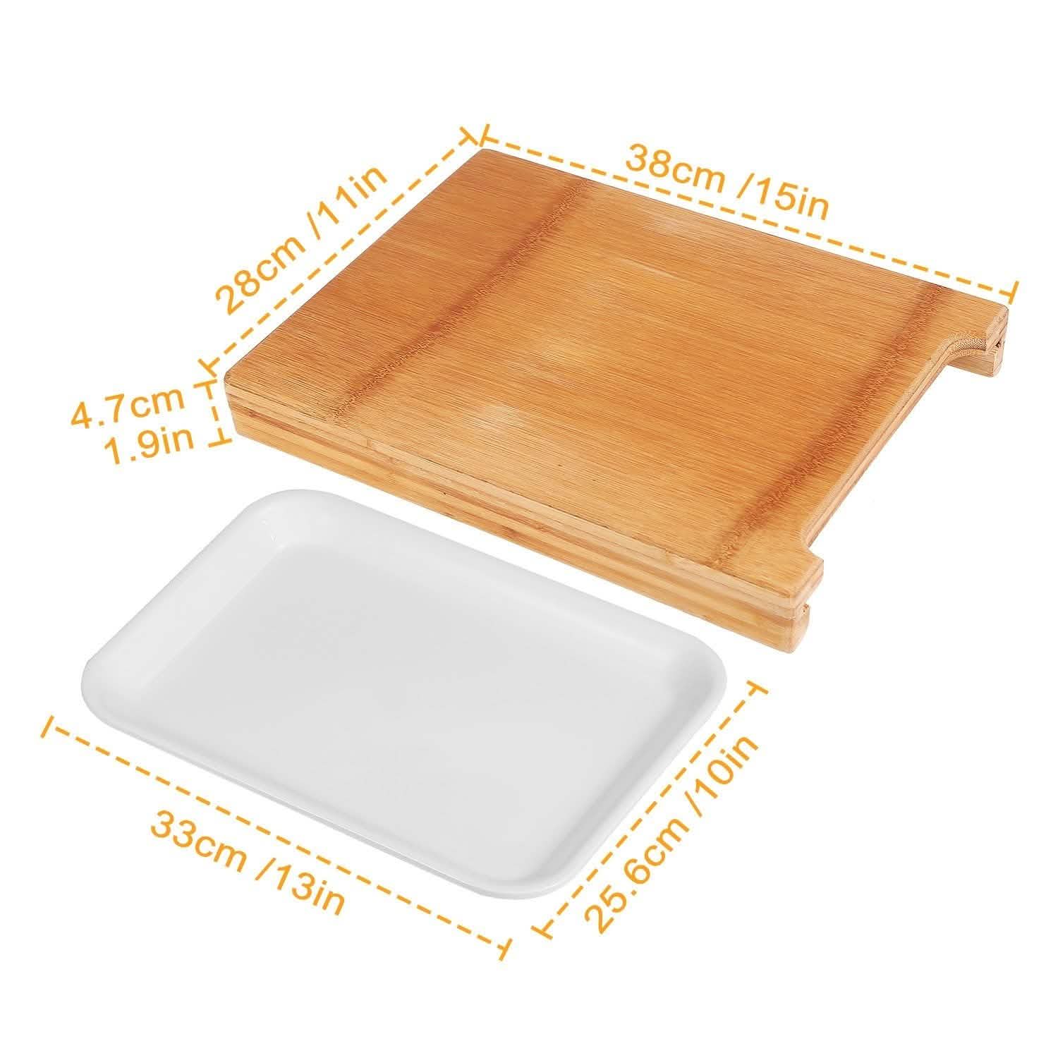 Bamboo Cutting Board with Sliding Draw Tray Kitchen & Dining - DailySale