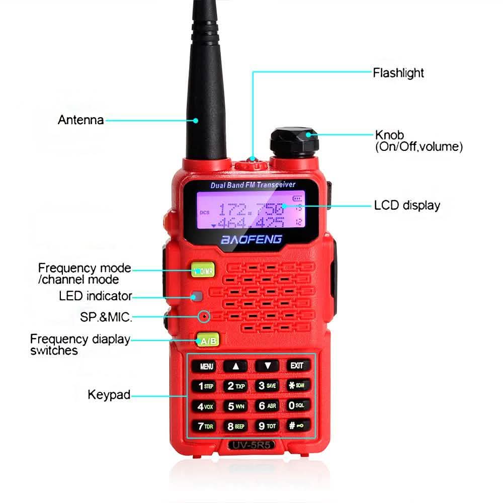 BAOFENG UV-5R5 Red Walkie Talkies Sports & Outdoors - DailySale