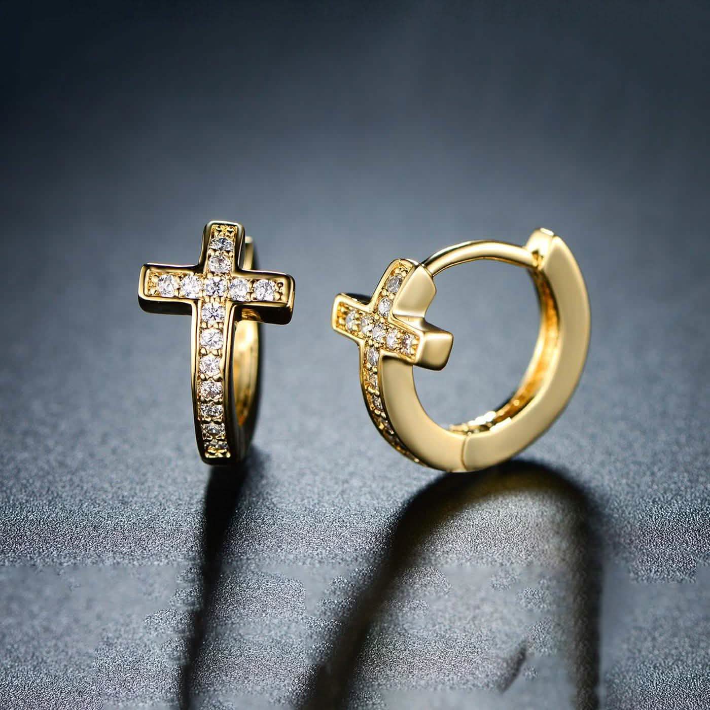 Barzel Crystal Cross Earrings Made with 18K Gold Plating and Swarovski Crystals Earrings - DailySale