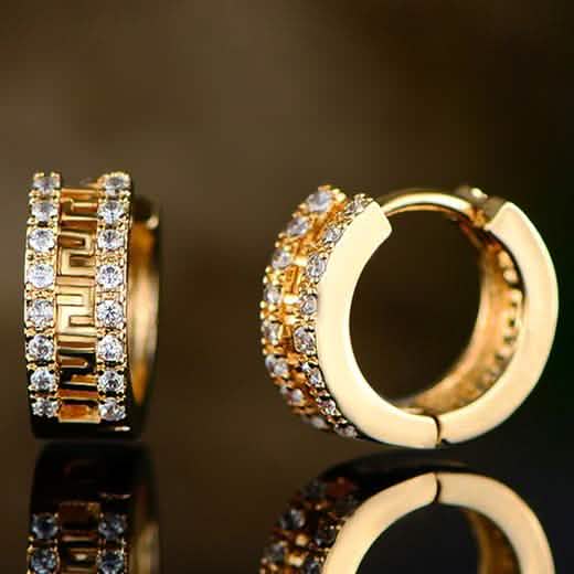 Barzel Double Encrusted Greek Key Hoop Earrings in Swarovski Crystal Earrings - DailySale