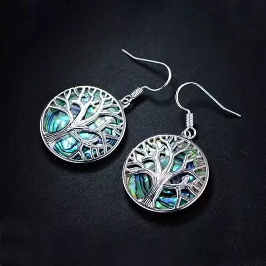Barzel Tree of Life Drop Earrings with Abalone Pearl Earrings - DailySale