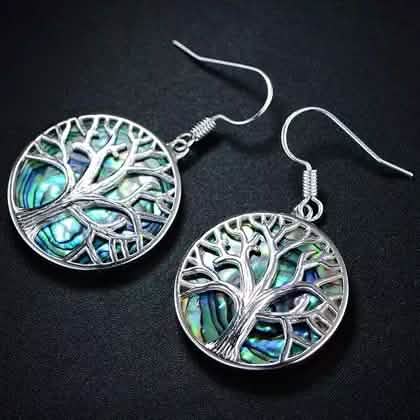 BARZEL Tree Of Life Drop Earrings with Abalone Pearl Earrings - DailySale