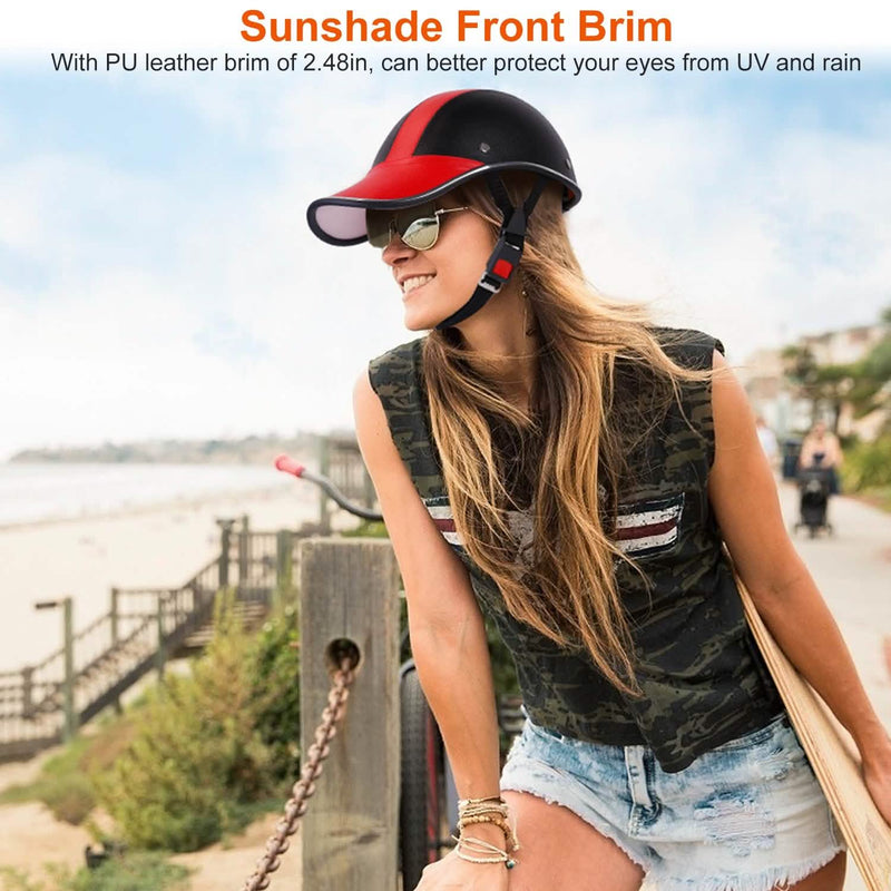 Baseball Cap Anti-UV Cycling Motorcycle Hat Leather Helmet Sports & Outdoors - DailySale