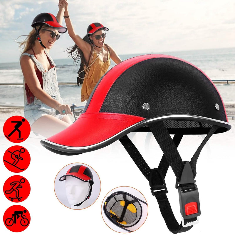 Baseball Cap Anti-UV Cycling Motorcycle Hat Leather Helmet Sports & Outdoors - DailySale