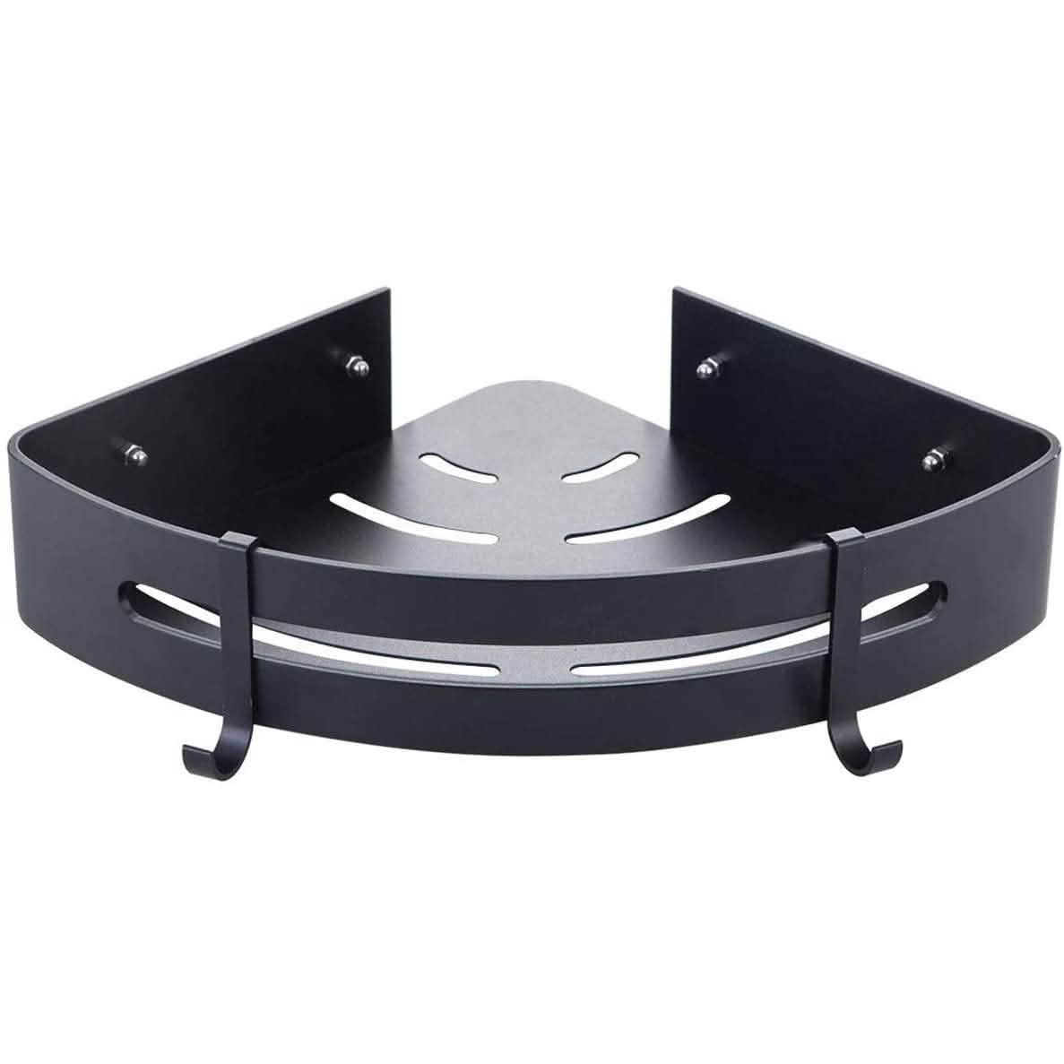 Bathroom Shelf Space Aluminum Wall Mount Triangle Shower Corner Storage Rack Bath Black - DailySale