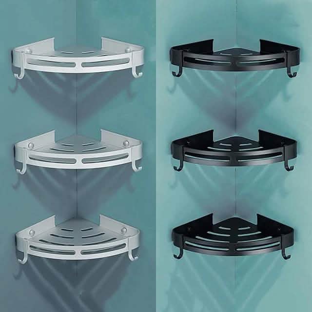 Bathroom Shelf Space Aluminum Wall Mount Triangle Shower Corner Storage Rack Bath - DailySale