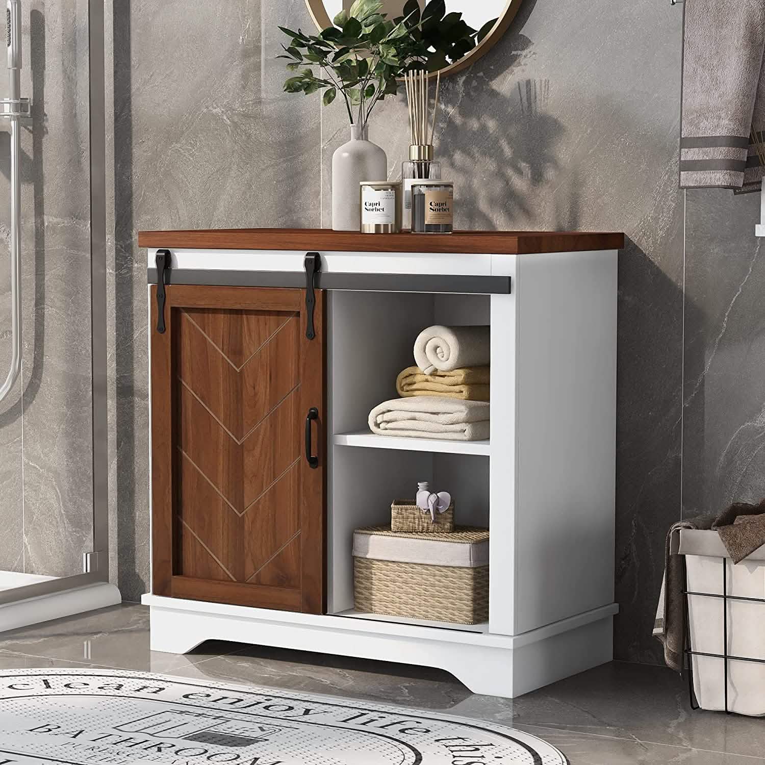 Bathroom Storage Cabinet with Adjustable Shelf Closet & Storage Brown - DailySale