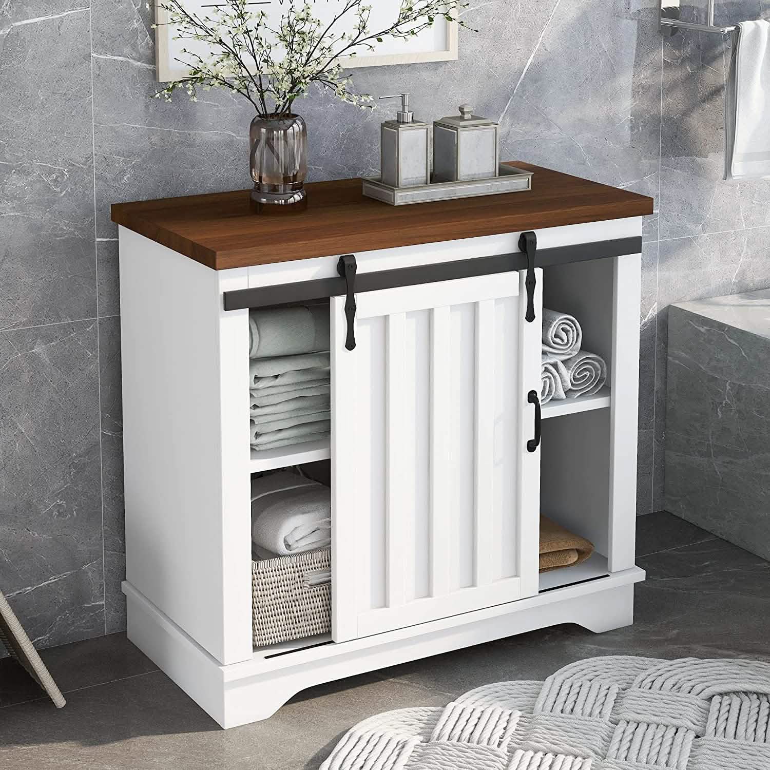 Bathroom Storage Cabinet with Adjustable Shelf Closet & Storage White - DailySale
