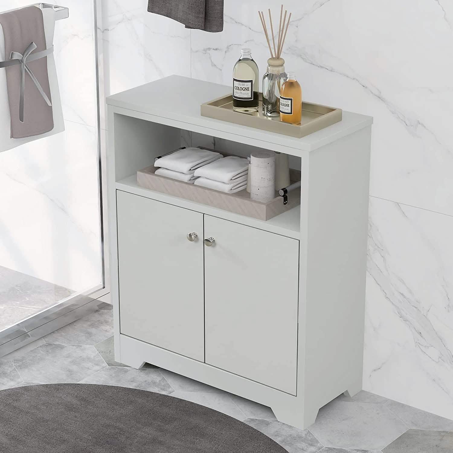 Bathroom Storage Cabinet with Two Doors and Adjustable Shelves Closet & Storage - DailySale