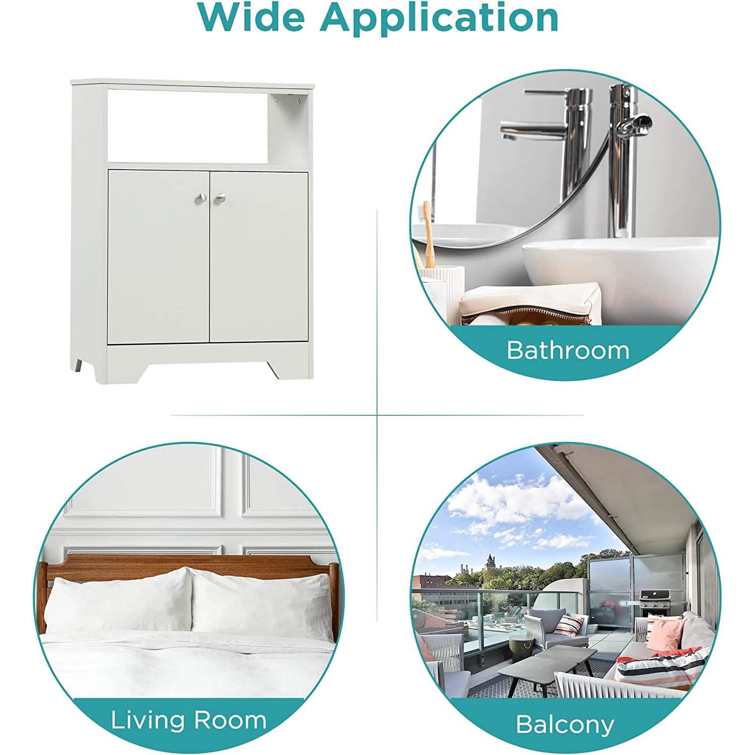 Bathroom Storage Cabinet with Two Doors and Adjustable Shelves Closet & Storage - DailySale