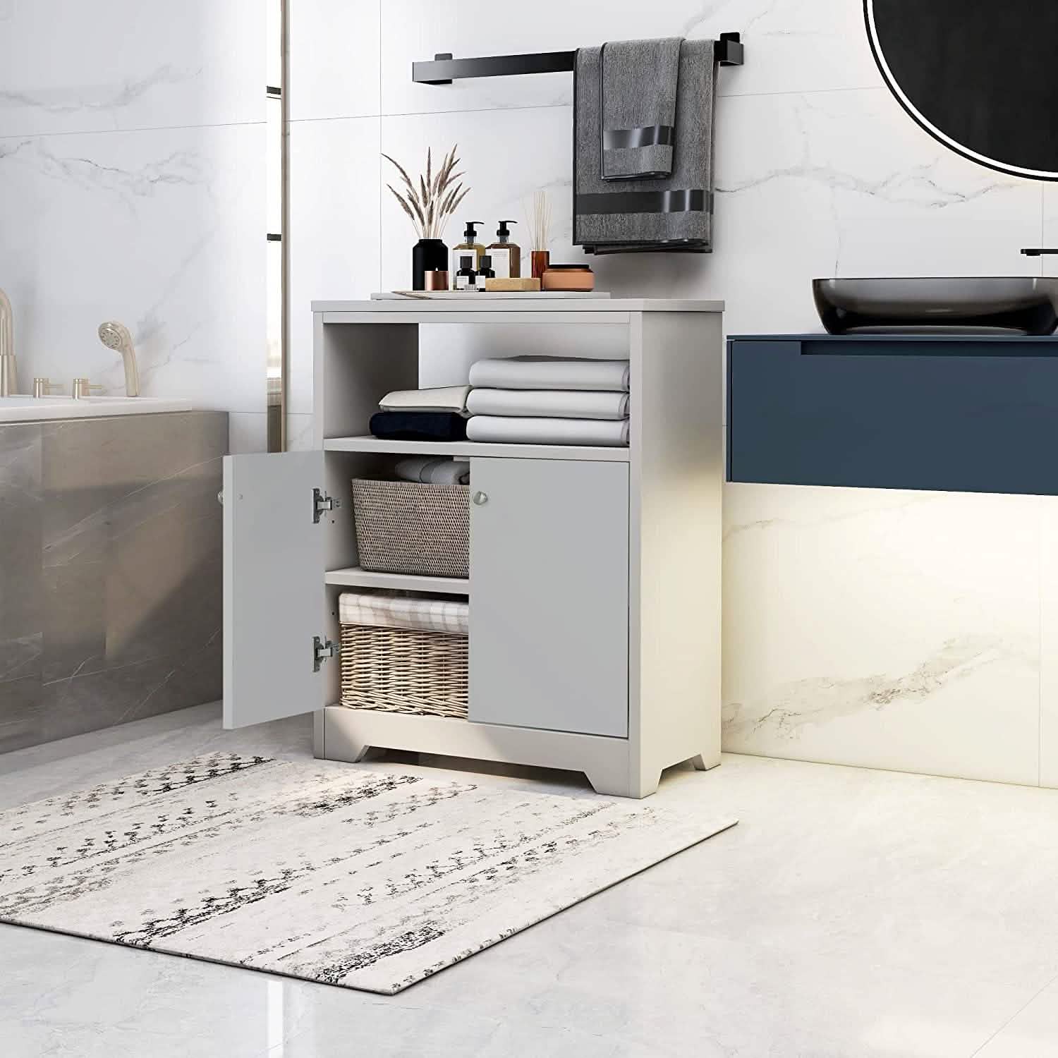 Bathroom Storage Cabinet with Two Doors and Adjustable Shelves Closet & Storage - DailySale