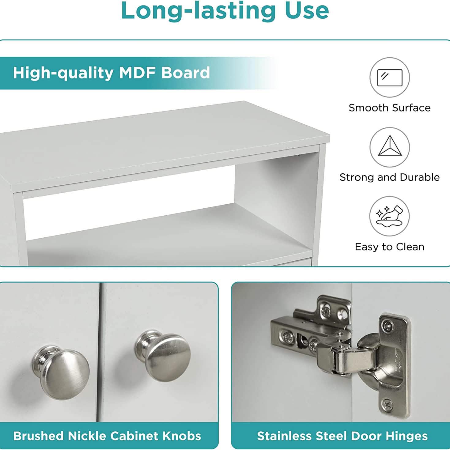 Bathroom Storage Cabinet with Two Doors and Adjustable Shelves Closet & Storage - DailySale