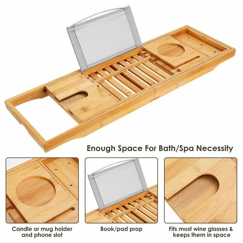Bathtub Caddy Tray Crafted Bamboo Bath - DailySale